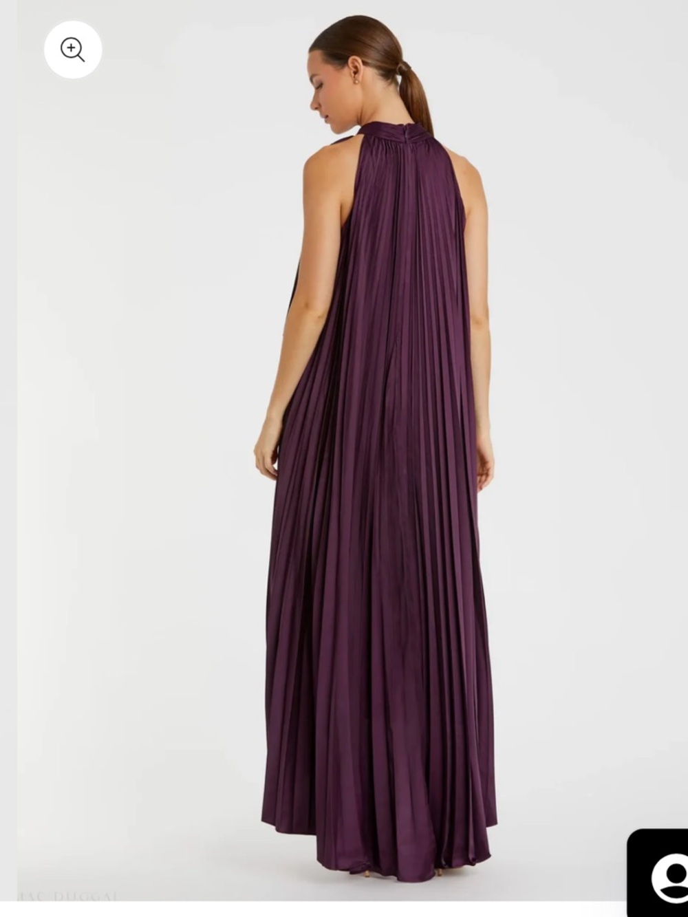 NWT MAC DUGGAL Purple Pleated Satin Halter Neck High Low Gown - Size 16 - Picture 2 of 13